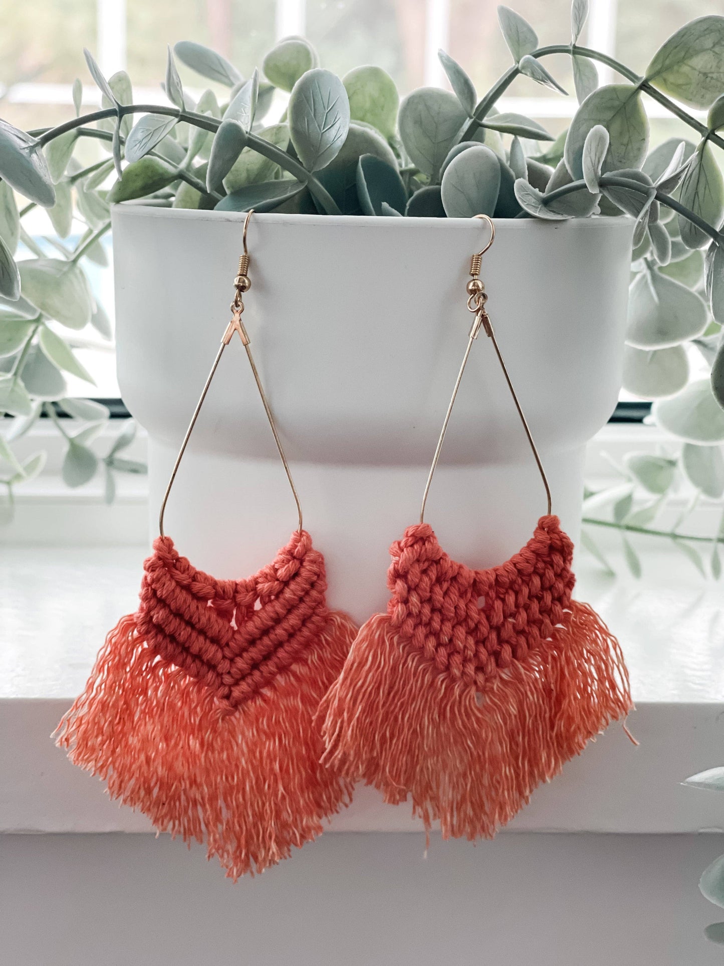 Boho Macrame Earrings "Coral"