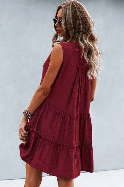 V Neck Ruffle Dress