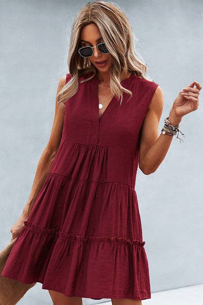 V Neck Ruffle Dress