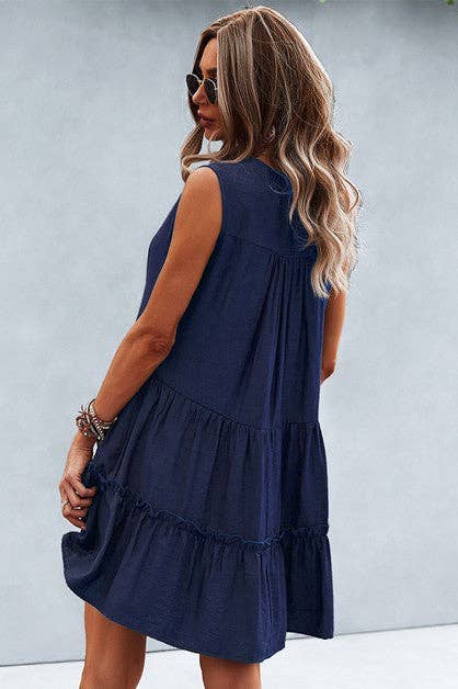 V Neck Ruffle Dress