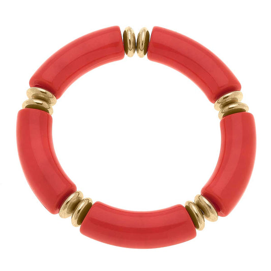 Lelani Disc Resin Stretch Bracelet in Orange