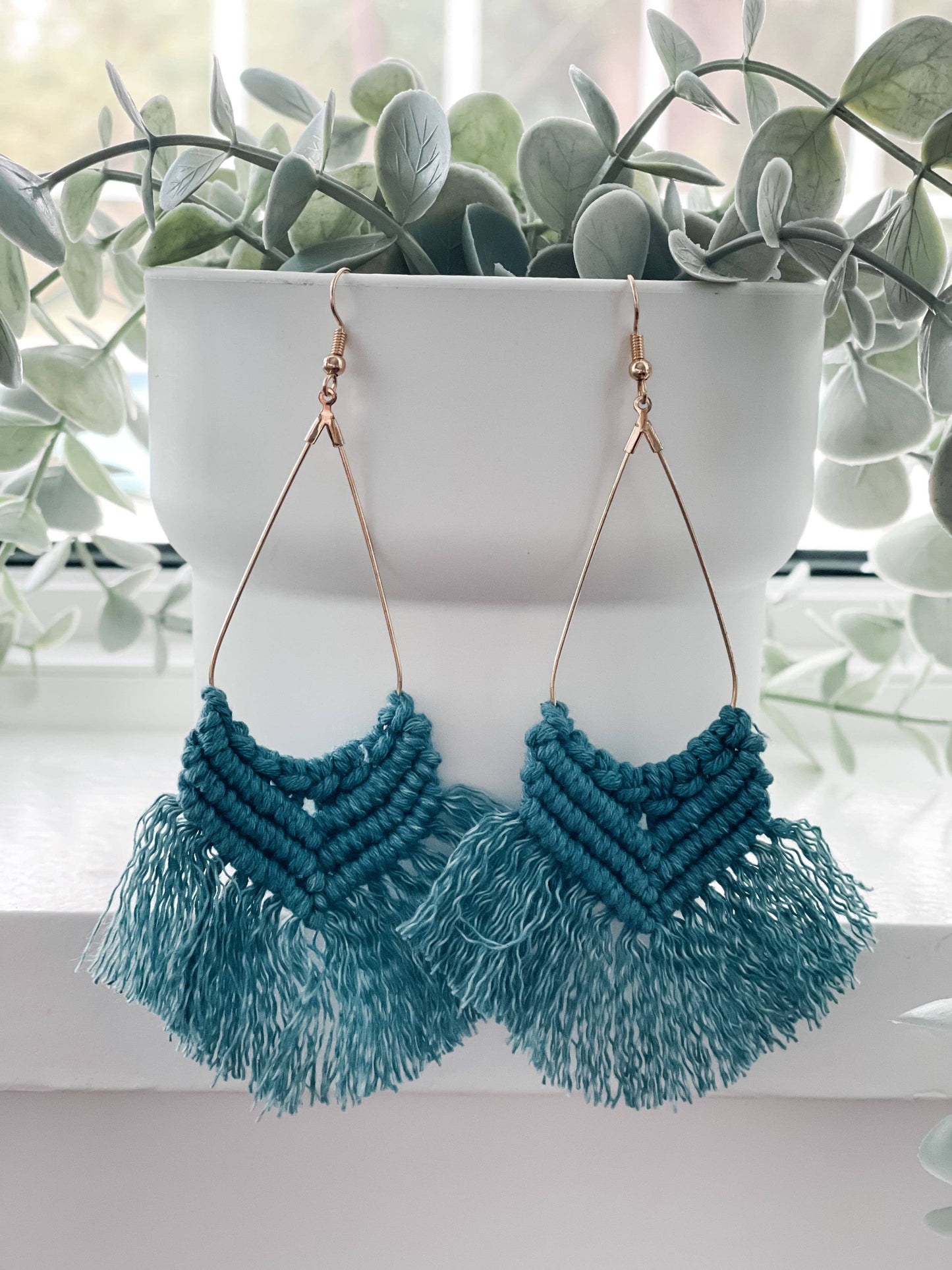 Boho Macrame Earrings "Teal"