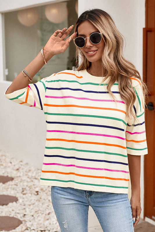 Stripe Drop Shoulder Boxy Top